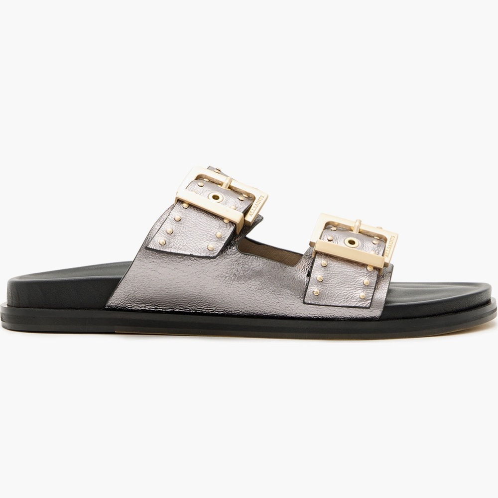 ALLSAINTS Magda Metallic Double Buckle Sandals NIB - Picture 7 of 9